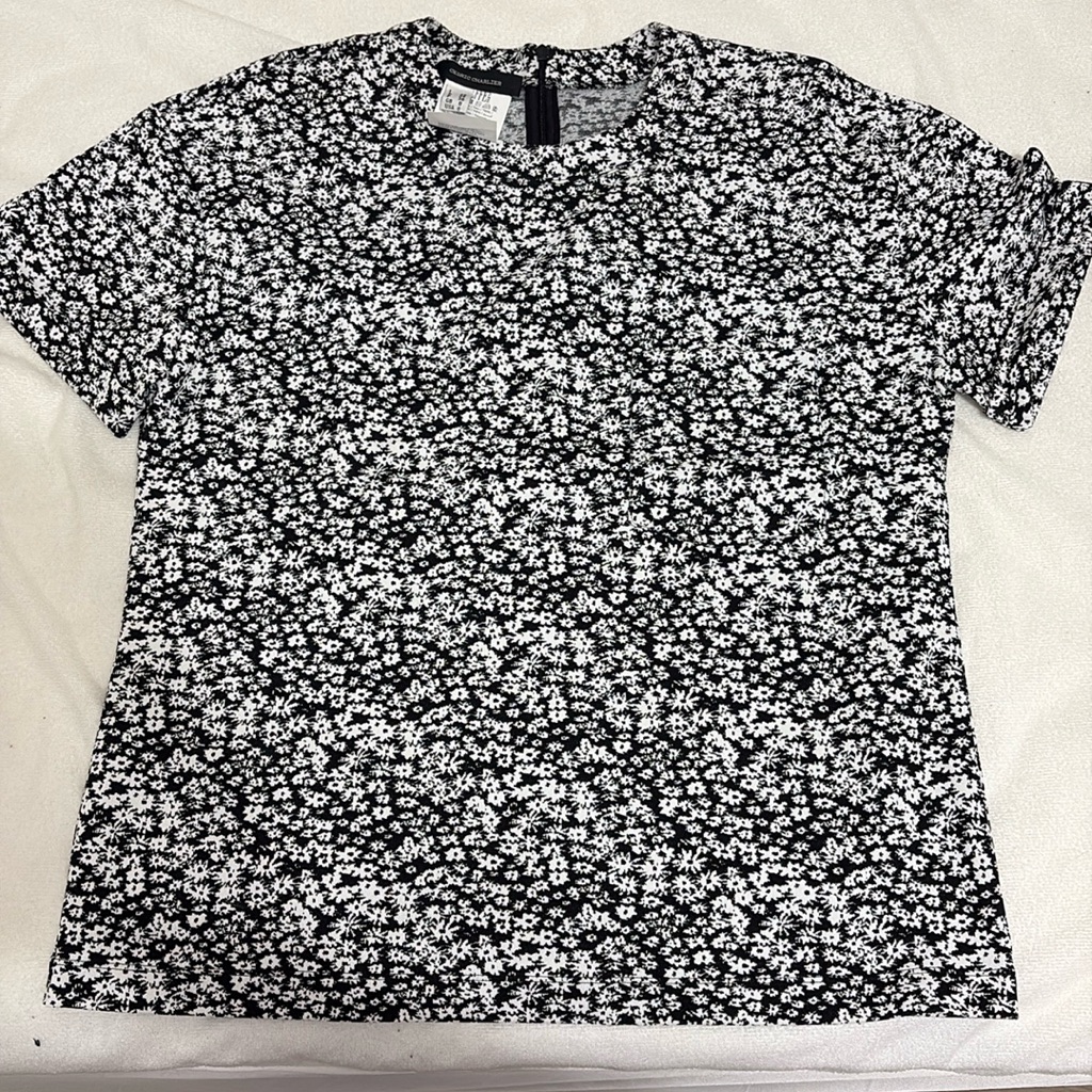 Cedric Charlier Floral Black And White Women's Top W Pocket Size 6 $540 Orig